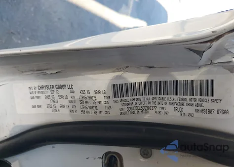 2012 Ram 2500 St from USA, damaged, VIN 3C6UD5CL5CG301377